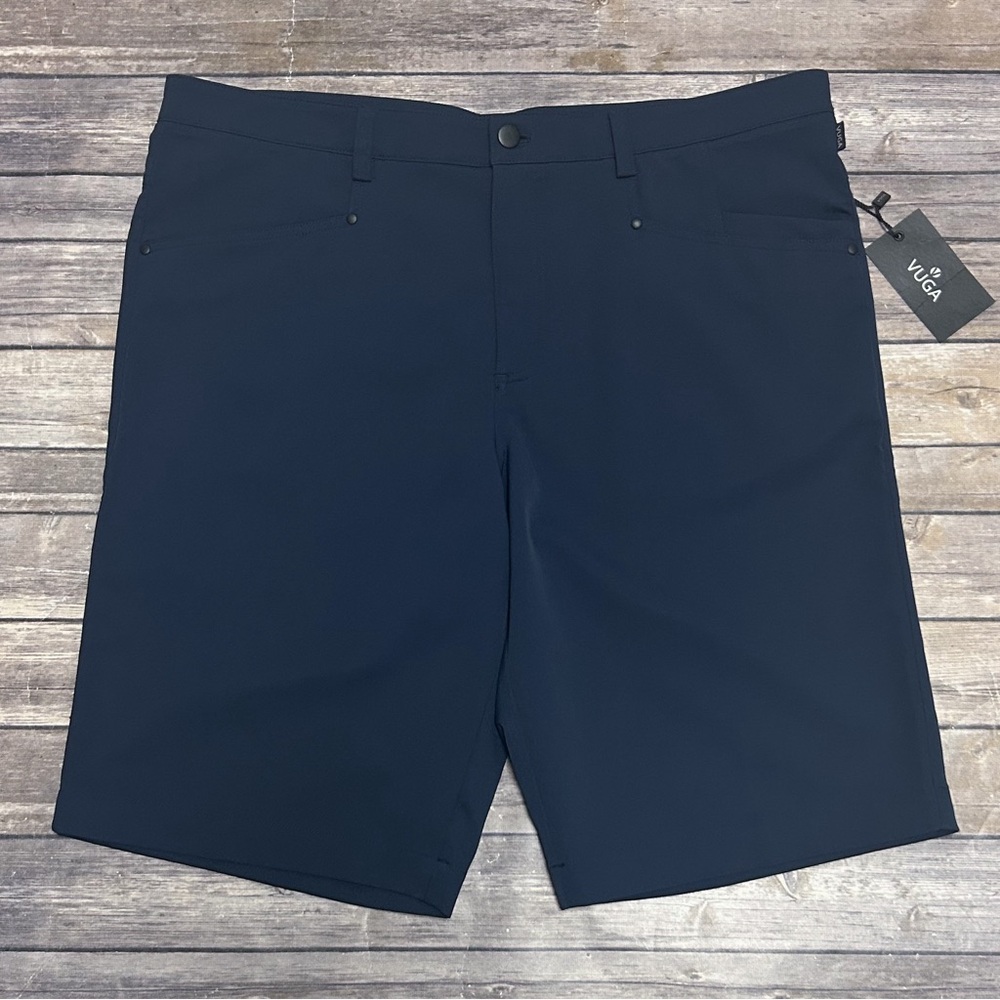 Vuga Tech Vugatech Golf Navy Blue Shorts 38 Black Hardware 11 Inch Inseam NWT